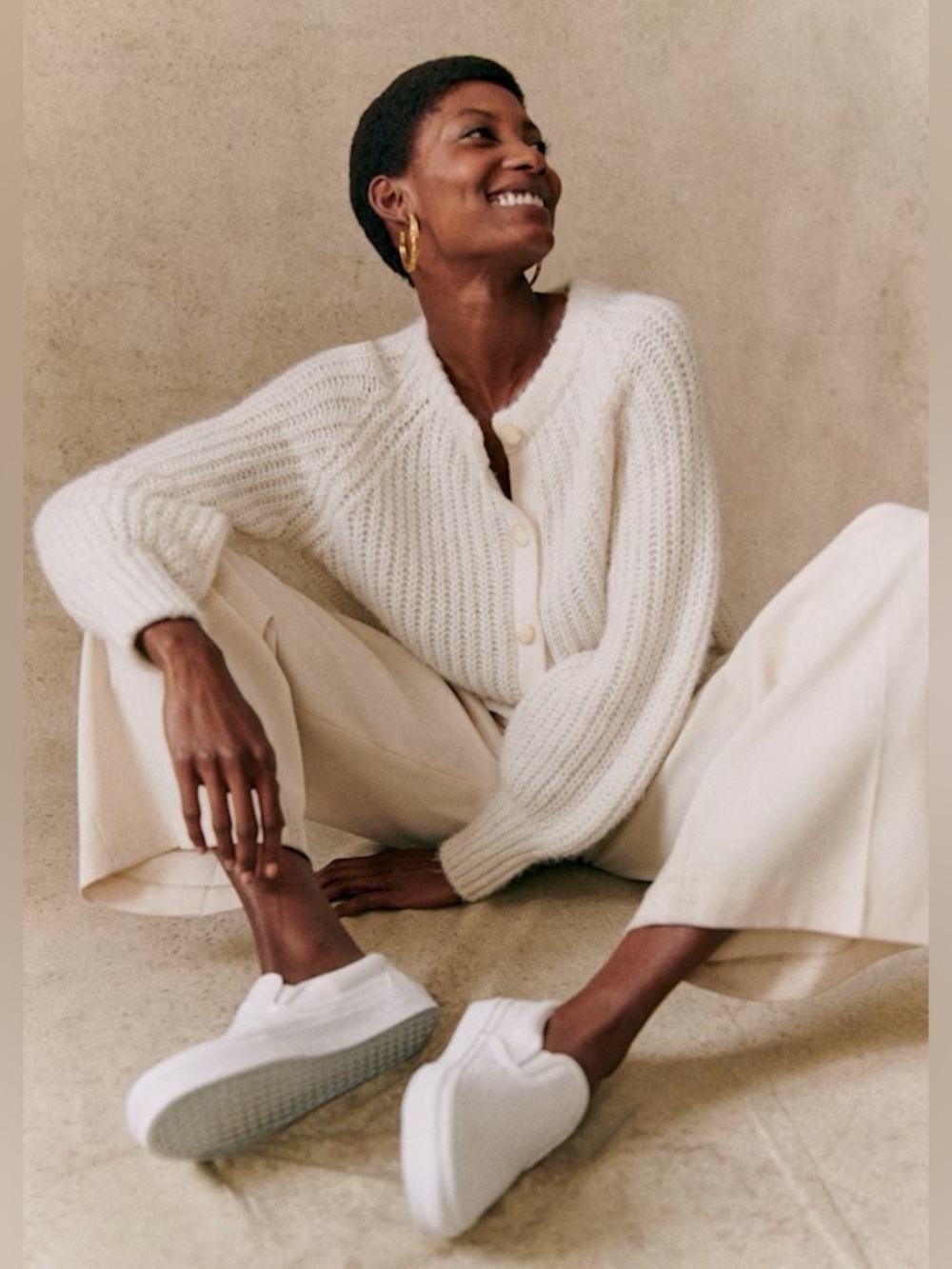 NWT Sezane Emile Ecru Cream Sweater Cardigan Large - Picture 3 of 4